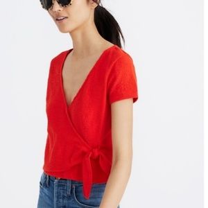 Madewell textured and thread knotted wrap-tie top
